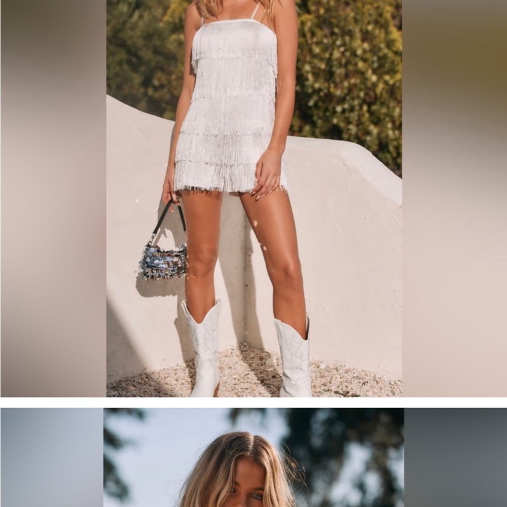 12th Tribe Fringe Romper and 2 other white dresses bundle